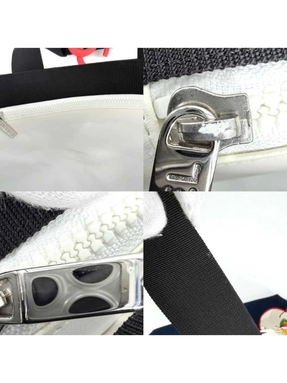 Chanel Tote Valentine Heart Handbag CC Logo Shoulder Canvas Navy Silver Vintage